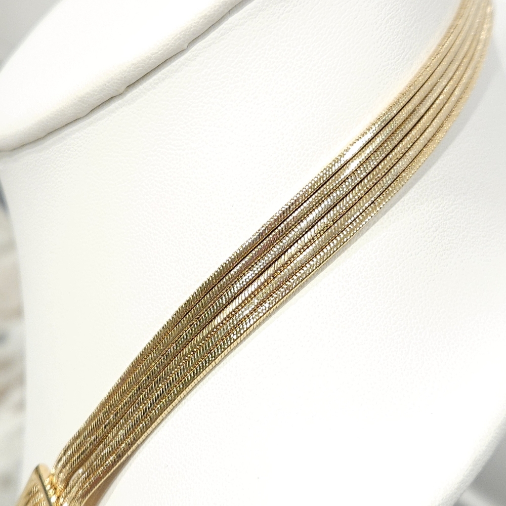 Givenchy Vintage Necklace Multi Chain Logo Belt Buckle Accent Gold Tone 35" Long - Picture 10 of 16
